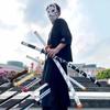 104cm Demon Slayer Katana Sword Bamboo Anime Blade Sunwheel Knife Tanjirou Katana Weapon Model 1:1 Ninja Cosplay Prop Kids Toys