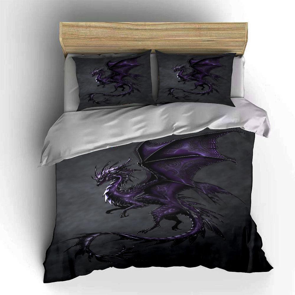 Purple dragon with patterns. Bedding sets Duvet cover sets Duvet covers Pillowcases(1 * Duvet Cover 2 * Pillowcases without duvet insert)