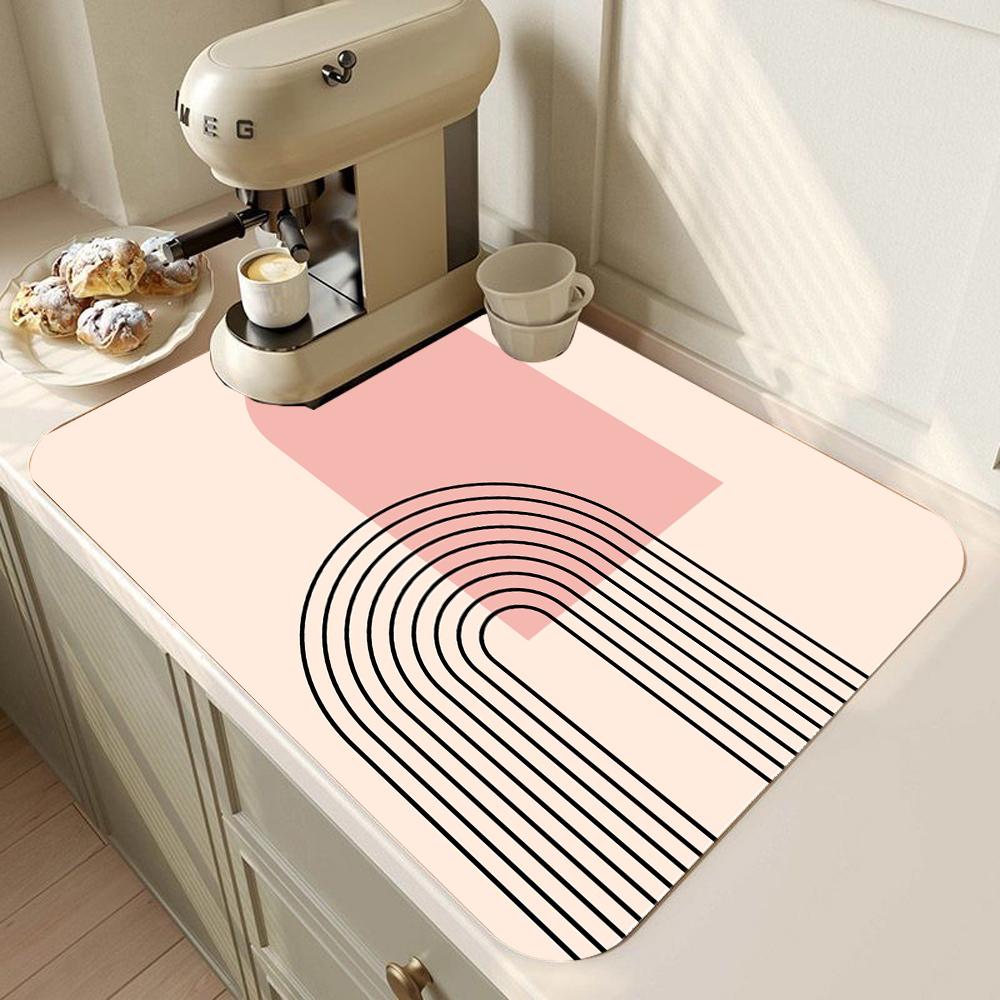 Коврик для сушки кухонной посуды Печатный коврик для сушки кофемашины Коврик для сушки столешницы Впитывающий коврик для сушки посуды Подставка для столовых приборов Декор стола