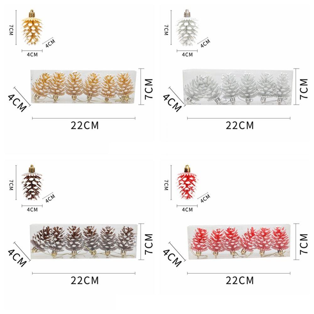 6 шт. Раскрашенные мультяшные рождественские сосновые шишки, пластиковое украшение для рождественской елки, праздничные украшения