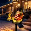 Holiday Landscaping Lighting Santa And Reindeer Sleigh Solar Garden Stake Light, Warm LED Christmas Pathway Decorative Lawn for Lamp, Powered Outdoor