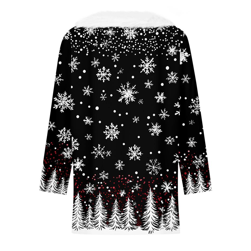 Женская футболка с рождественским принтом, флисовый воротник с рукавом три четверти и V-образным вырезом на рождественской вечеринке