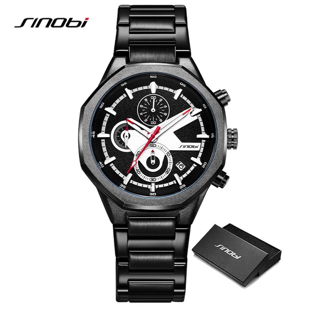 SINOBI Новый дизайн мужские часы с календарем модные стили мужские кварцевые наручные часы оригинальный хронограф мужские подарки часы