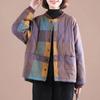 Women's Ethnic Warm Jacket Autumn and Winter Thickened Warm Plaid Pattern Baseball Jacket