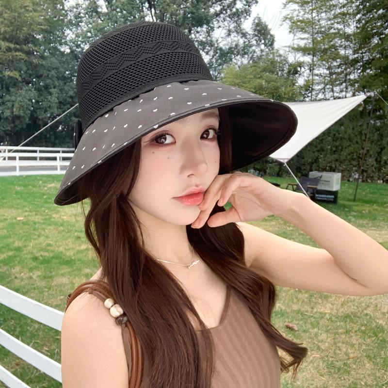 Fashion versatile rear split fisherman hat women's summer outdoor leisure sunshade sunscreen hat showing face small sun hat