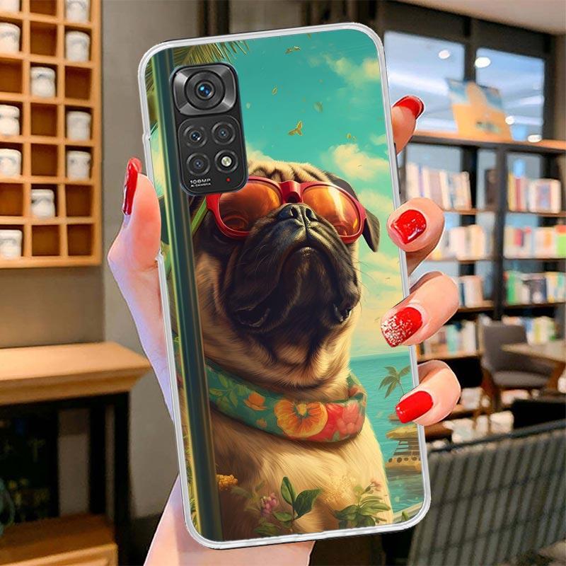 Любовь к мопсам Милая собака Чехол для телефона Для Xiaomi Redmi Note 15 14 13 12 11 10 Pro Plus 14S 12S 11S 11T 11E 10S Мягкий Fundas Чехол R