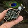 Banded Green Opal Gemstone Copper Wire Wrap Jewelry Pendant 3.15"