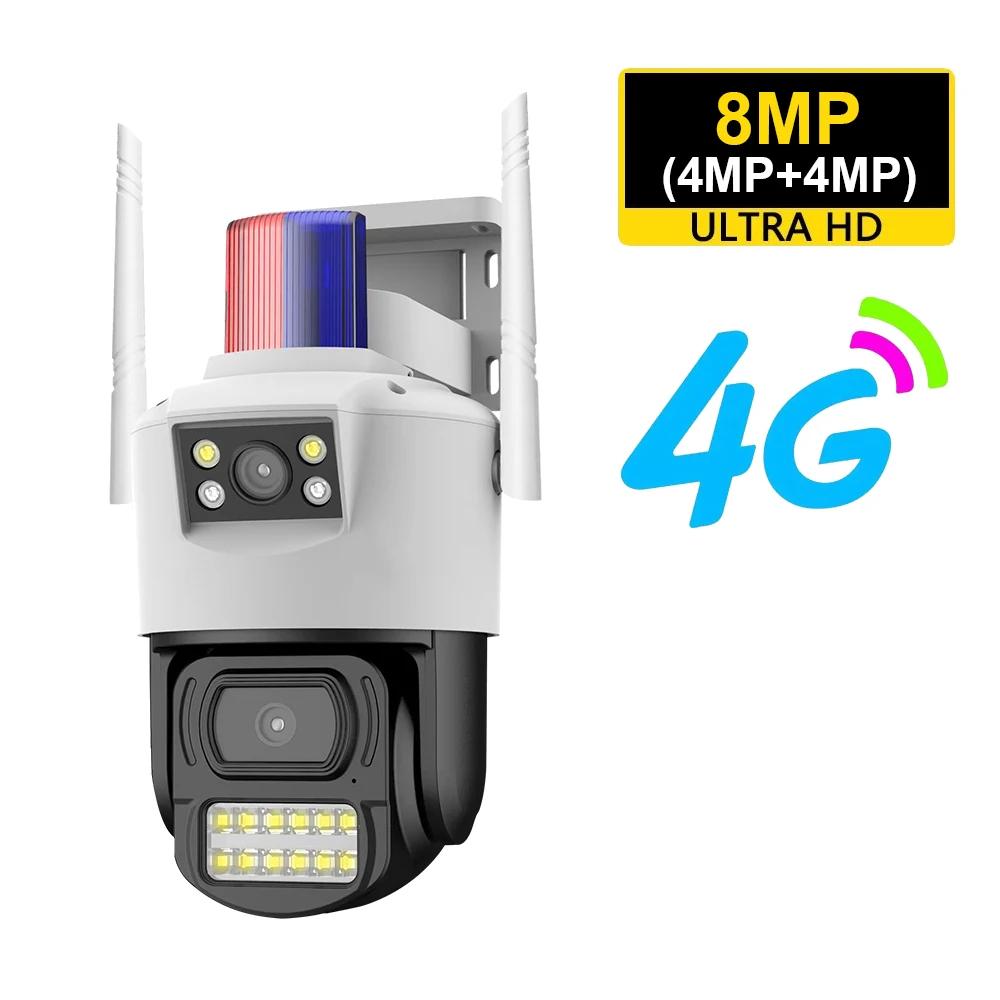 Новая SIM-карта 4G камера 8MP 4K двойной объектив CCTV беспроводная уличная камера Securiy поддержка AI гуманоидного обнаружения движения PTZ V380 Pro видеокамера