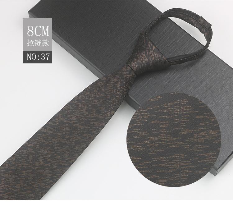 Business Zipper Men'S Work Meeting Banquet Host Easy Pull No Knot Stripes Professional Suit Gentleman'S Tie