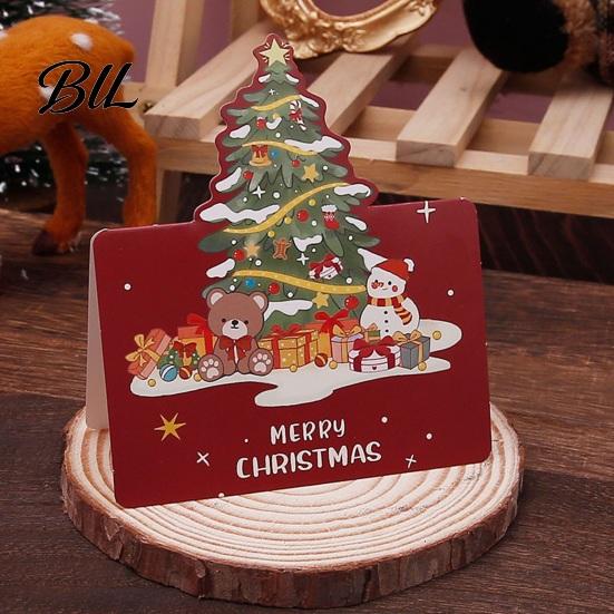 Christmas Stationery for Gifts 10 Pcs 3D Greeting Card, Cute Tree Santa Snowman Display Cards Wreath Design Holiday Festive Messages, Wishes Souvenirs