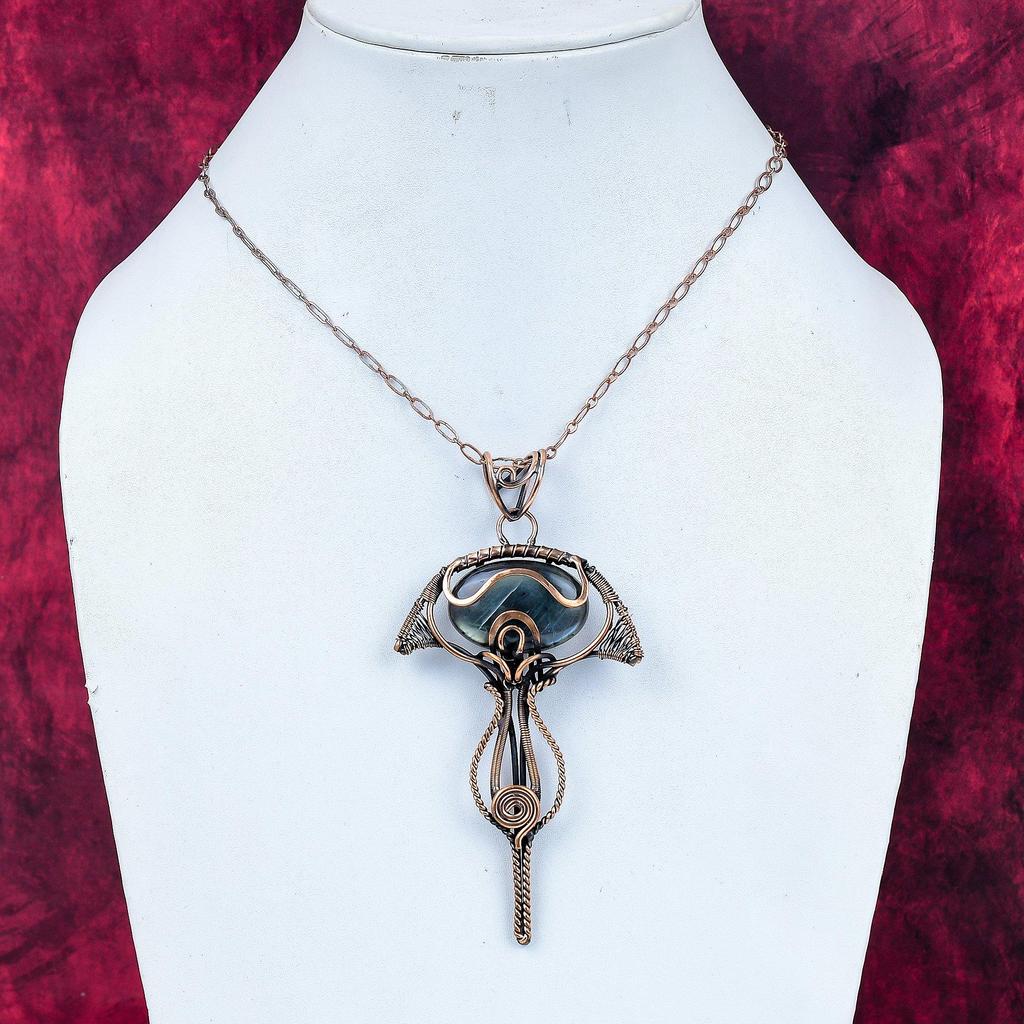 Labradorite Pendant Gemstone Jewelry Copper Wire Wrapped Pendant Handmade Pendant
