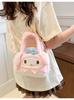 Kuromi Soft Furry Small Round Bag With Phone Compartment For Girls