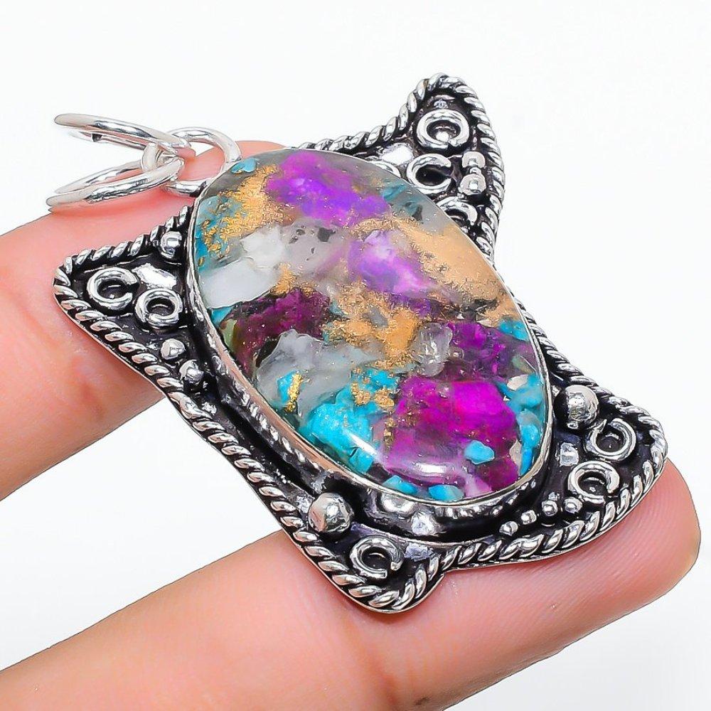 Подвеска из натурального колючего устричного камня ручной работы из стерлингового серебра 925 пробы 2,17 дюйма h2o89