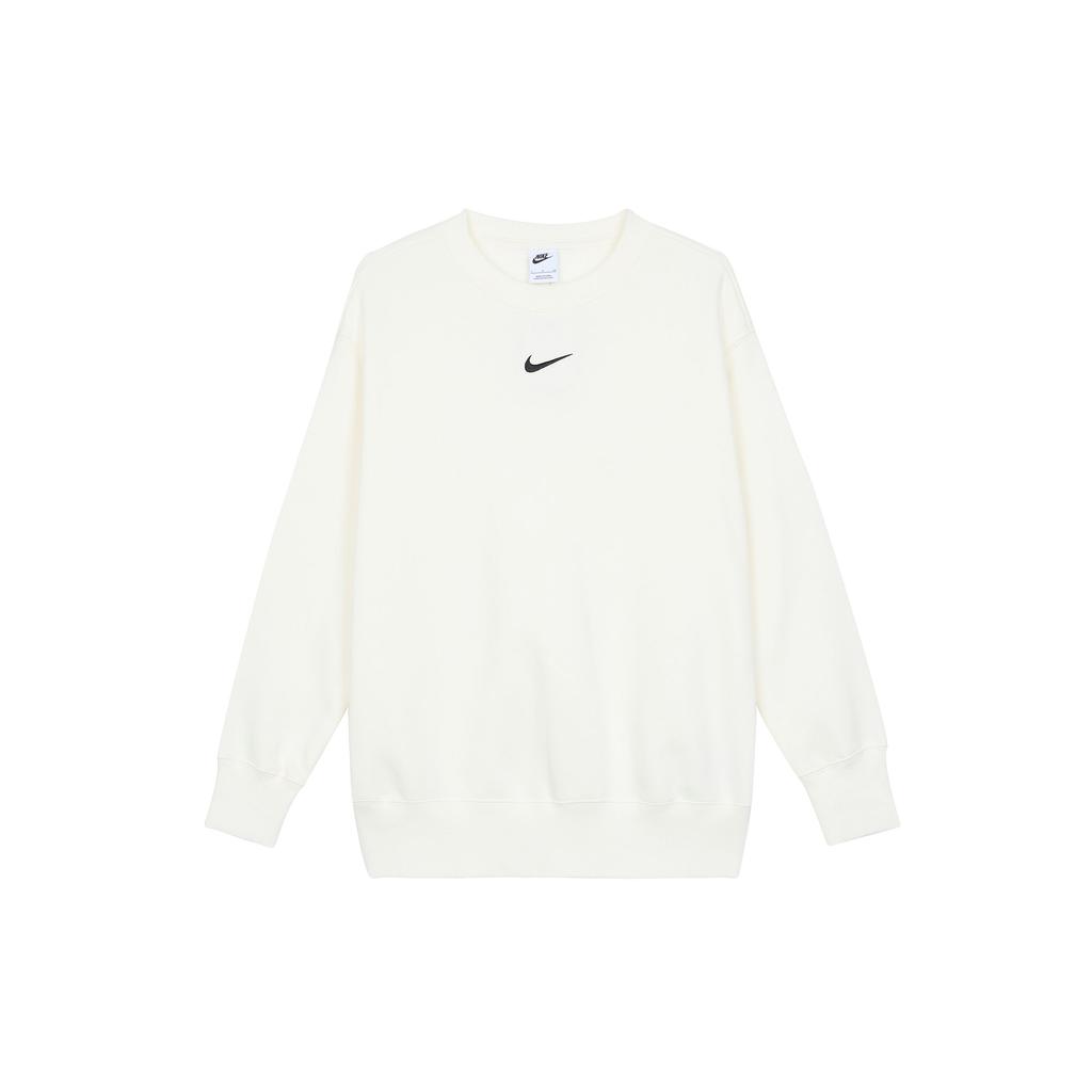 Nike Solid Color Crew Neck Pullover Fleece Sweatshirt Women Tops Sail-White DQ5734-133
