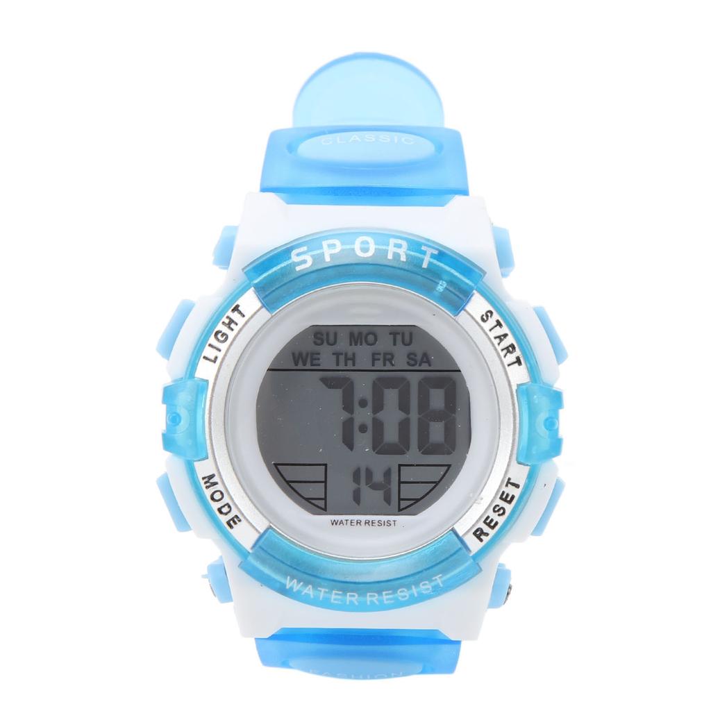 Digital Chronograph Watch Girls Student Electric Waterproof PU Strap for Swimming Sports with