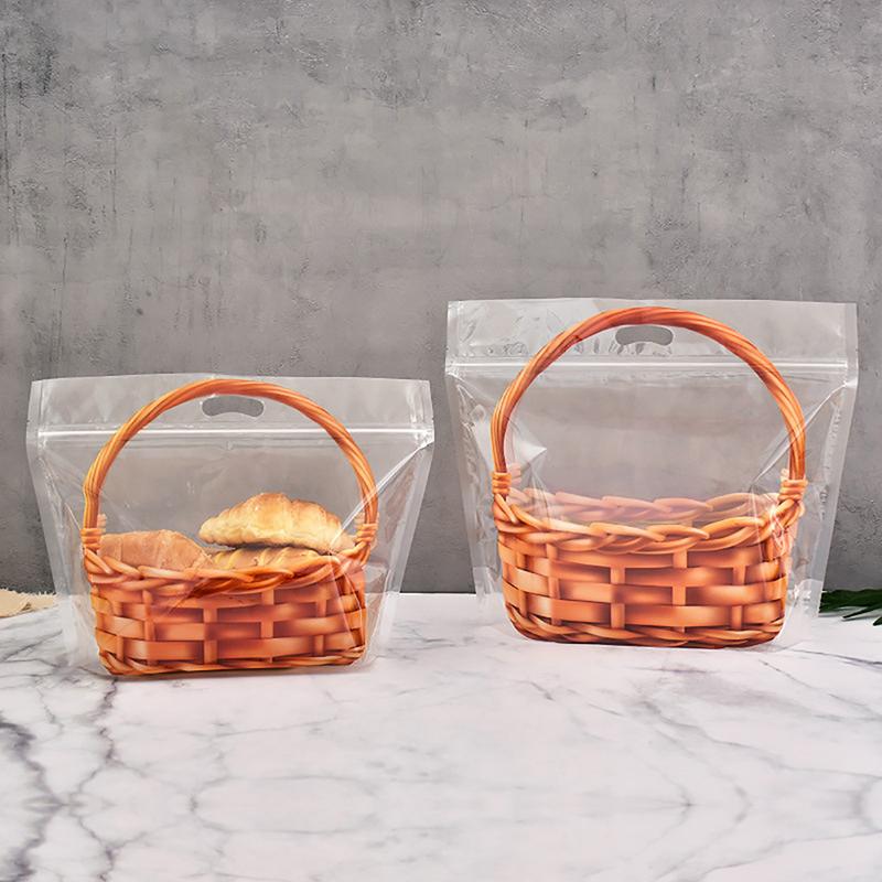 10 шт. прозрачных пакетов с застежкой-молнией, большой прозрачный пакет для тостов, держатель для хлеба, портативная самоклеящаяся упаковка для выпечки, подарок для выпечки
