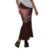 Women Fishtail Skirt with Large Hem High Waist Hip Wrapped Imitation Silk Maxi Skirt Solid Color Slimming Satin Skirt