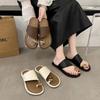 Summer Shoes Women Flat Soft Sole Luxury Outdoor Beach Flip Flops Sandalias  Trend Metal Elegant Ladies Slides Shoes