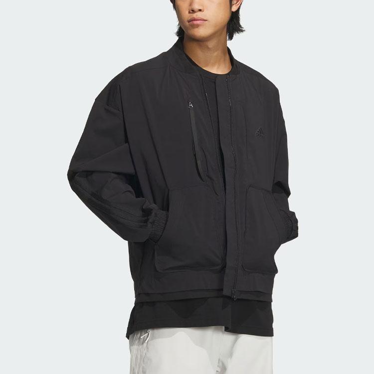 Adidas Куртка Fustl 1 Solid Logo Спортивная повседневная куртка с длинным рукавом Мужская куртка черного цвета IY8023