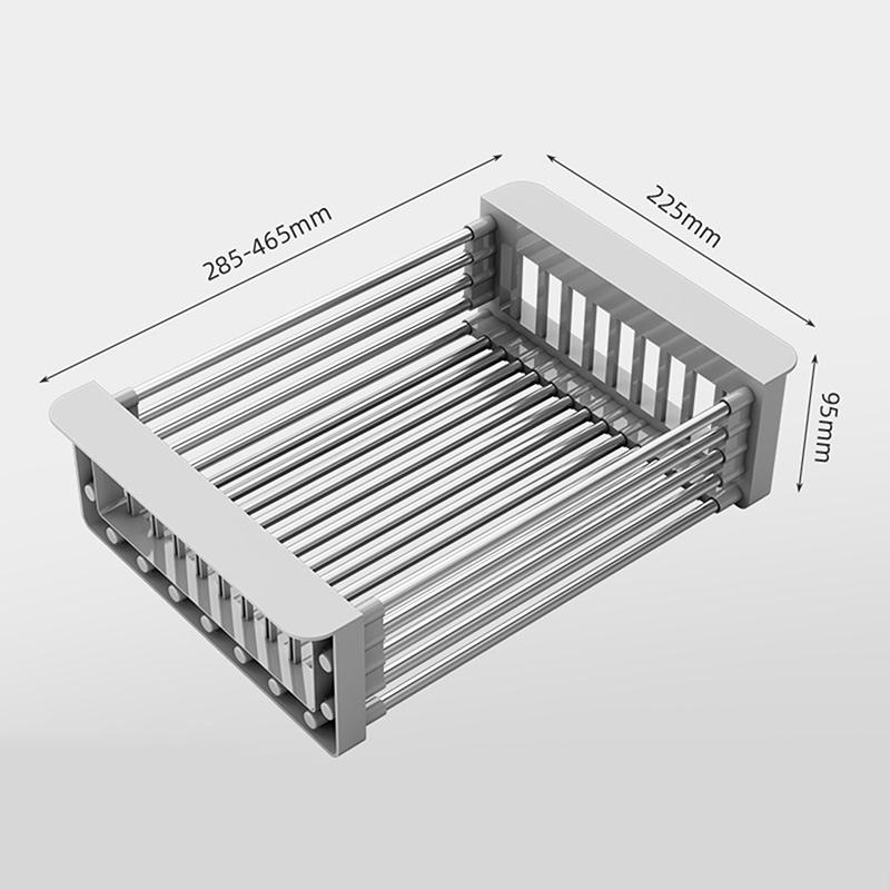 Kitchen Draining Rack Household Stainless Steel Retractable Sink Rack Shelf Cutlery Thickerstorage Dish Organising Shelf
