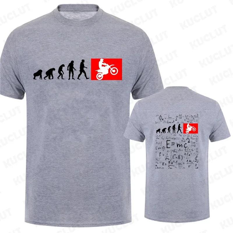 Human Evolution Motocross Design Vintage T-shirt for Men Autocycle Motorbike Speedometer Personalized Math Tees Game Black Tops