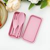 Портативный складной набор посуды для путешествий, вилка, ложка, палочки для еды с мини-коробкой, набор столовых приборов Портативный складной набор столовых приборов для кемпинга, розовый набор