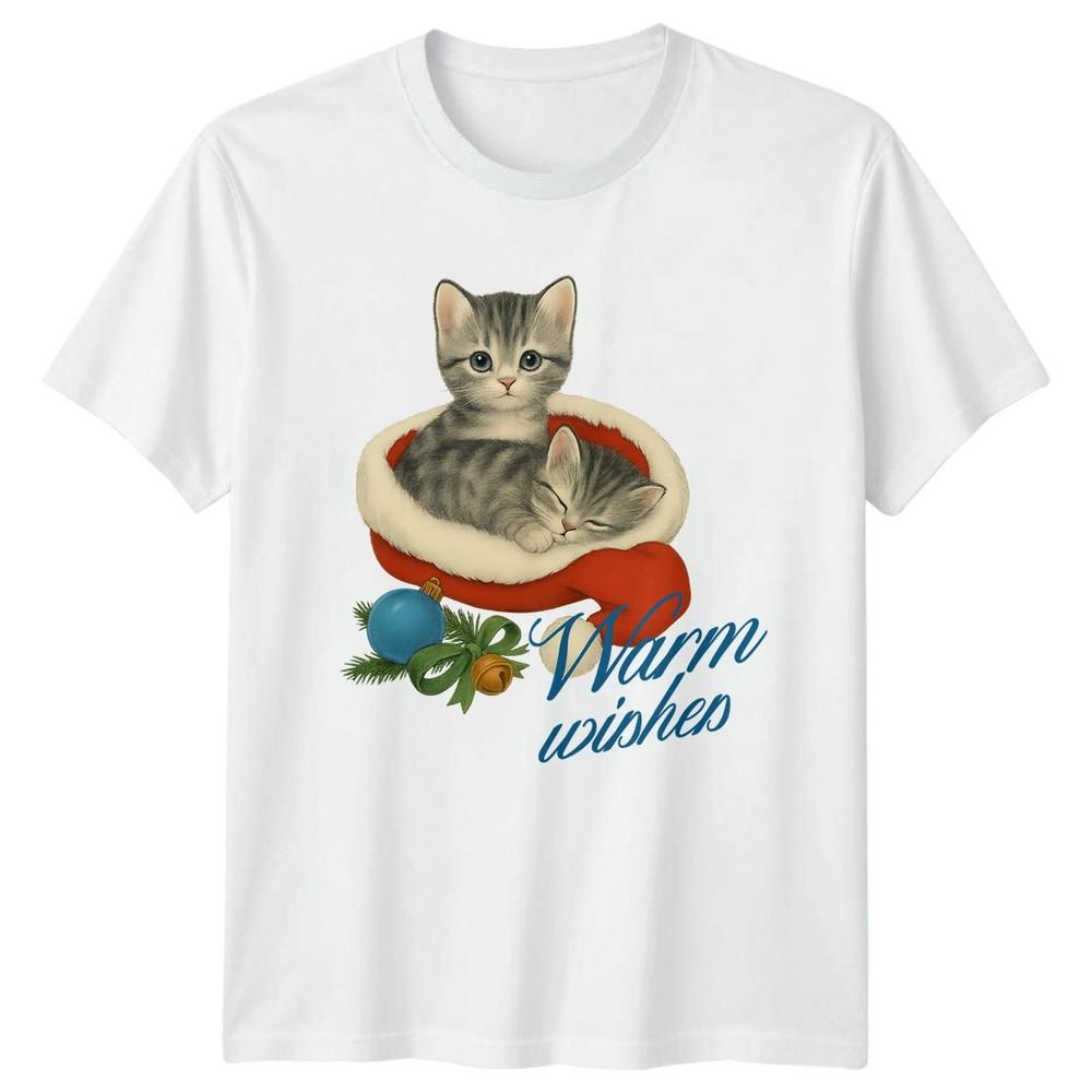 Warm Wishes Kittens Christmas Holidays Unisexs TShirt Unisexs Tee Graphic Top