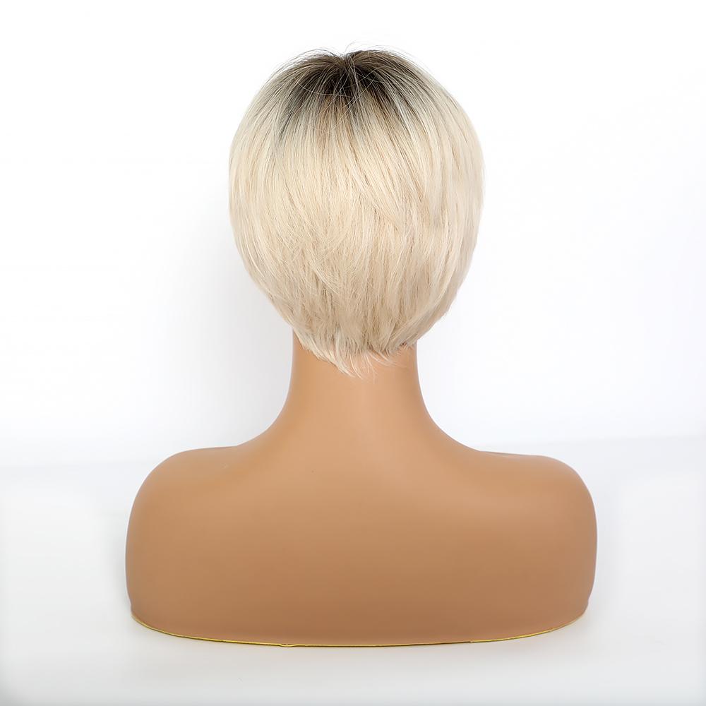 ALAN EATON Женский парик Омбре Черный Коричневый Светло-русый Белый Короткие прямые многослойные синтетические парики с боковой челкой Стрижка пикси