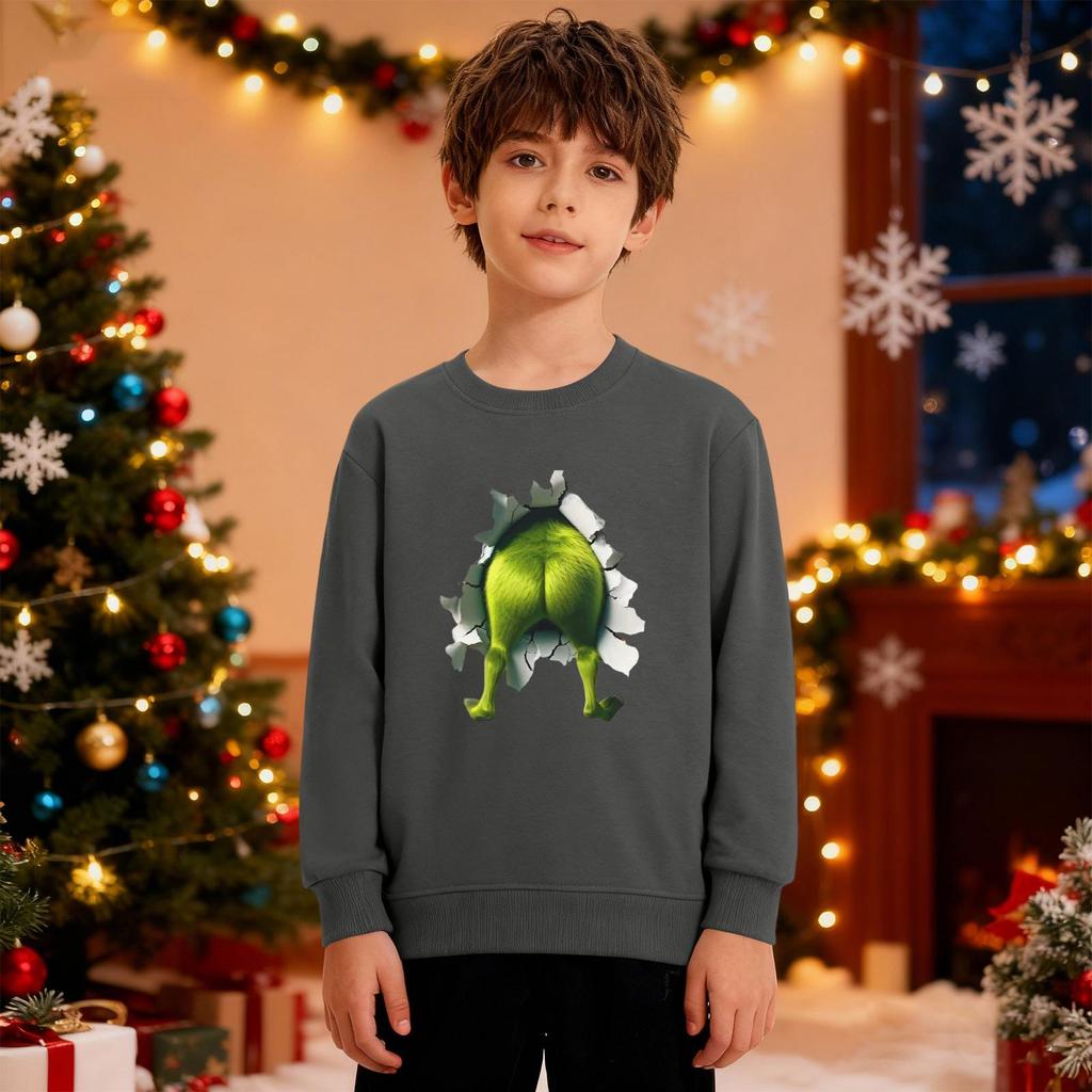 Рождественский свитшот для мальчиков и девочек, уродливая рождественская футболка, свитшот с круглым вырезом, для малышей, с длинным рукавом, пуловер, наряд, топы
