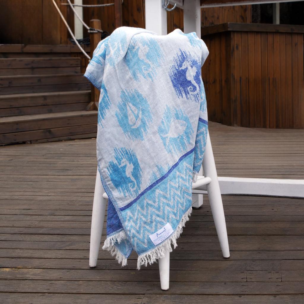 Anemoss Turkish Beach Towel 39 x 70 100% Cotton Extra Large Turkish Peshtemal