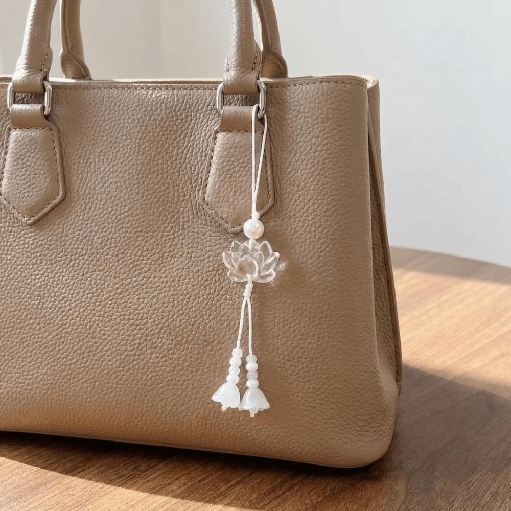 Solid Color Lotus Beaded Key Chains Vintage Mobile Phone Chain Chinese-style Pendant Festival Wear