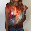 Женская модная повседневная футболка с коротким рукавом и круглым вырезом с принтом Galaxy