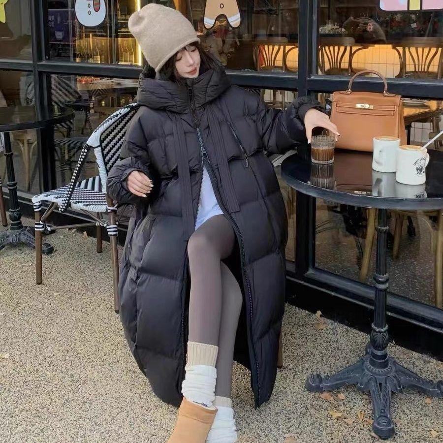 Пуховик с хлопковой подкладкой, толстый и свободный, корейский, длинный, зимний, с хлопковой подкладкой, длиной до колен