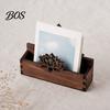 Office Desk Accessory Wooden Lotus Business Card Holder, Vintage Hollowed Name One Hand Holder Case for Desk, Rustic Organizer Zen