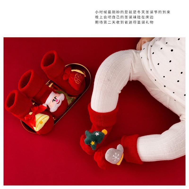 Рождественские детские носки Зимние Нескользящие Милые Кукольные Детские Напольные Носки Детские Хлопковые Носки на Новый год Рождественские Подарки