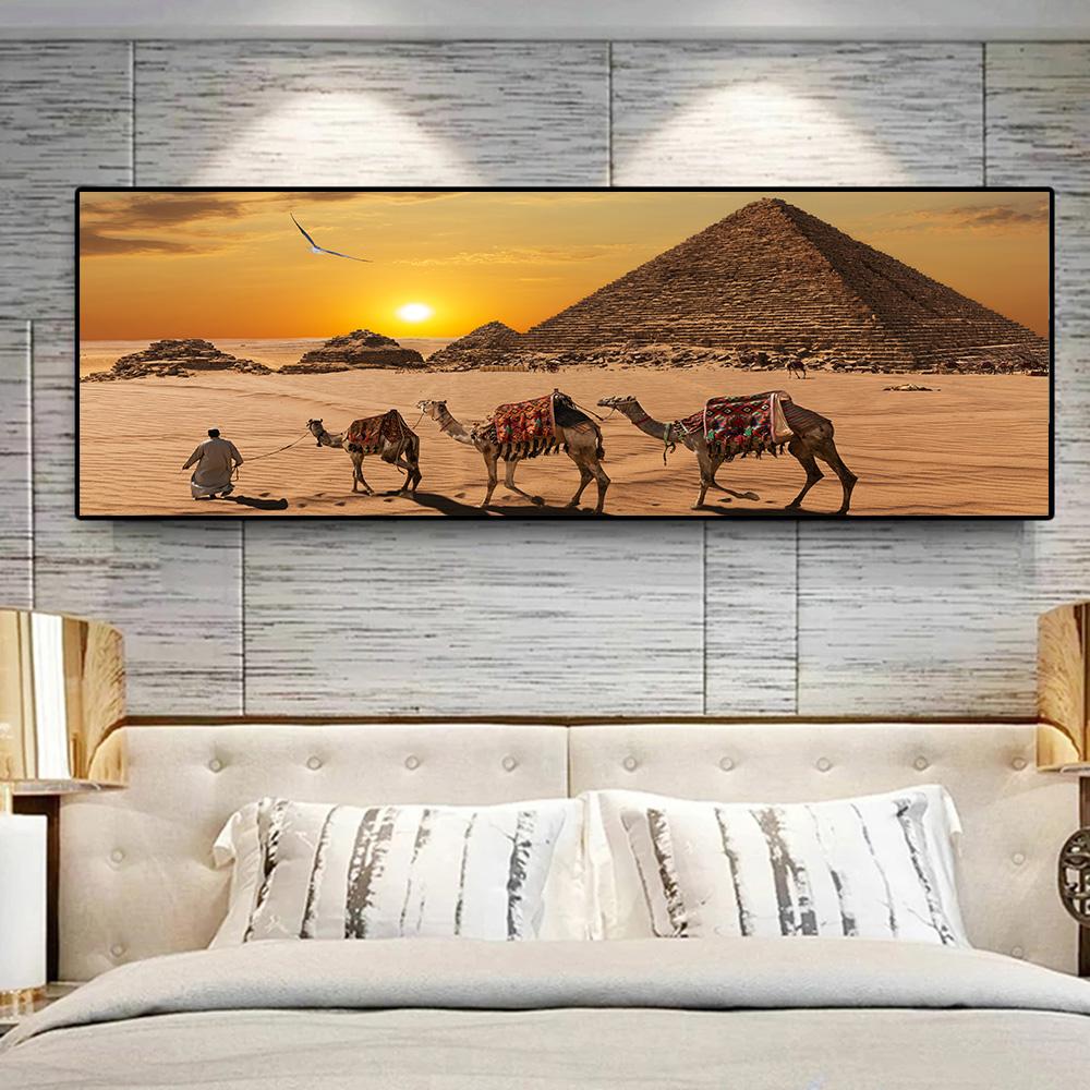 Пейзаж египетская пустыня пирамида холст живопись плакаты и принты настенное искусство фотографии гостиная домашний декор без рам