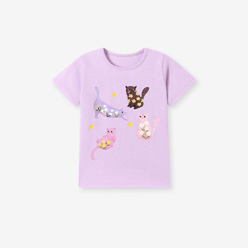 Little Maven Summer Short-Sleeved Girls' Suit European and American Style Cartoon Kidsren's T-Shirt Cute Baby Top