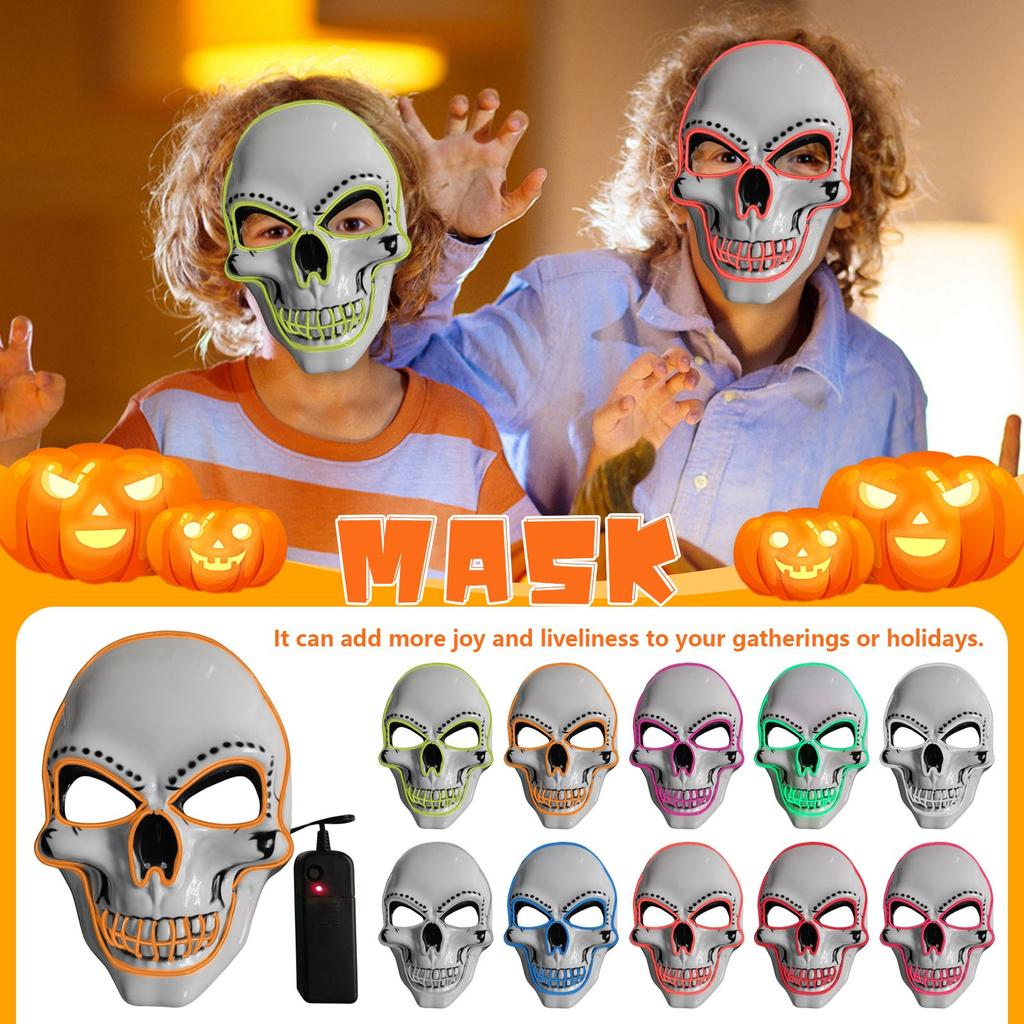 PVC Whites Skulls Mask Led Mask Halloween Luminous Mask Holiday Party Luminous Cold Light Masks