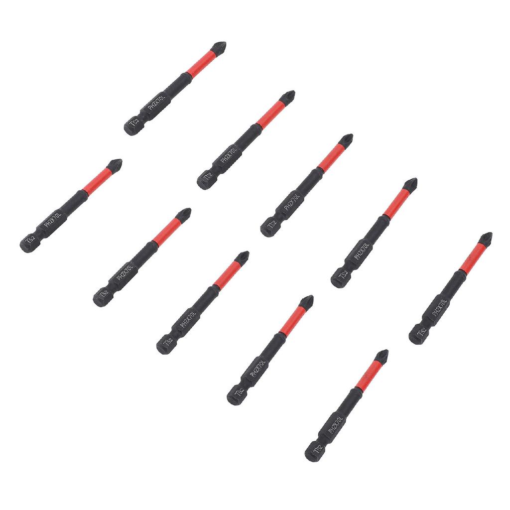 Набор из 10 магнитных бит для отвертки PH, нескользящие твердые длинные сверла для ударной дрели, электрической ручной