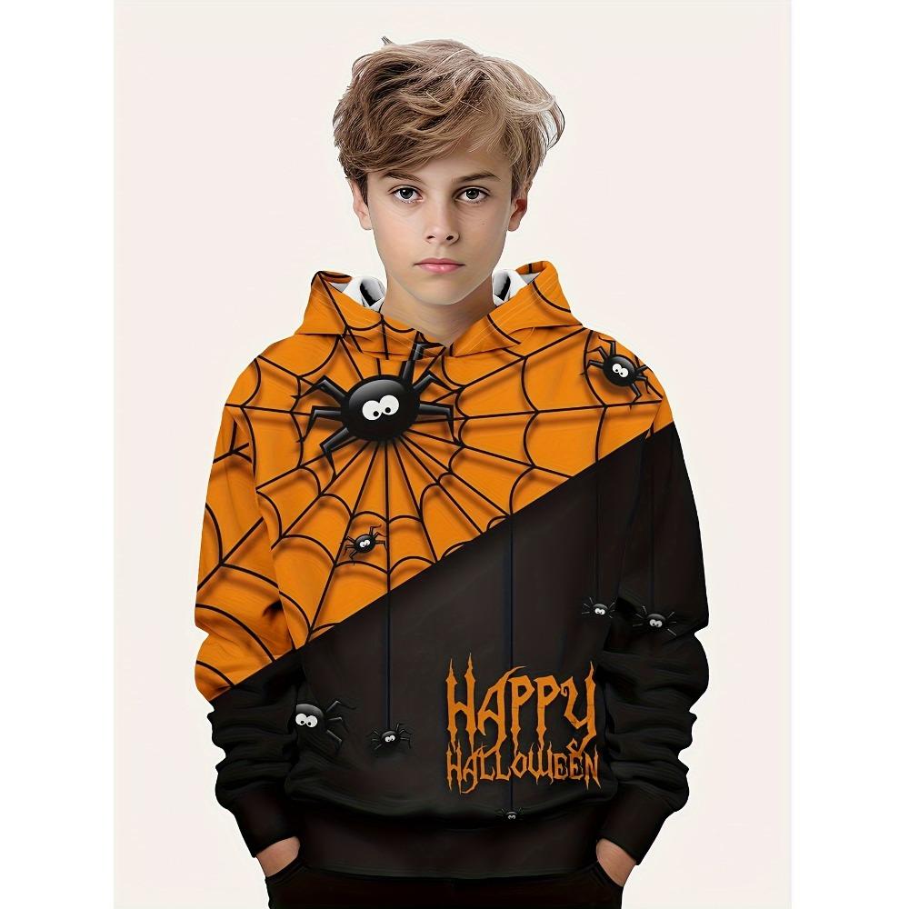 Boy Clothes Funny Terror Pumpkin Long Sleeve Hoodies Child Cartoon Halloween Thin Sweatshirt Tops Halloween Gift for Boys Girls