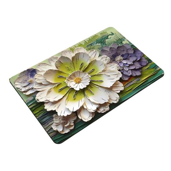 3D Floral Floor Mat Absorbent Diatomaceous Mud Rug Non-Slip Bathroom Entrance Carpet Quick Drying Mat for Living Room Kitchen