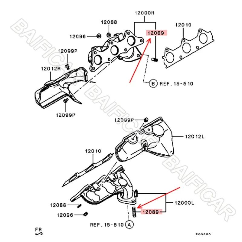 Baificar 1 Piece Exhaust Manifold Catalytic Pipe Screw Stud Double Headed Bolt SMR497545 For Mitsubishi Montero Pajero V73 V77