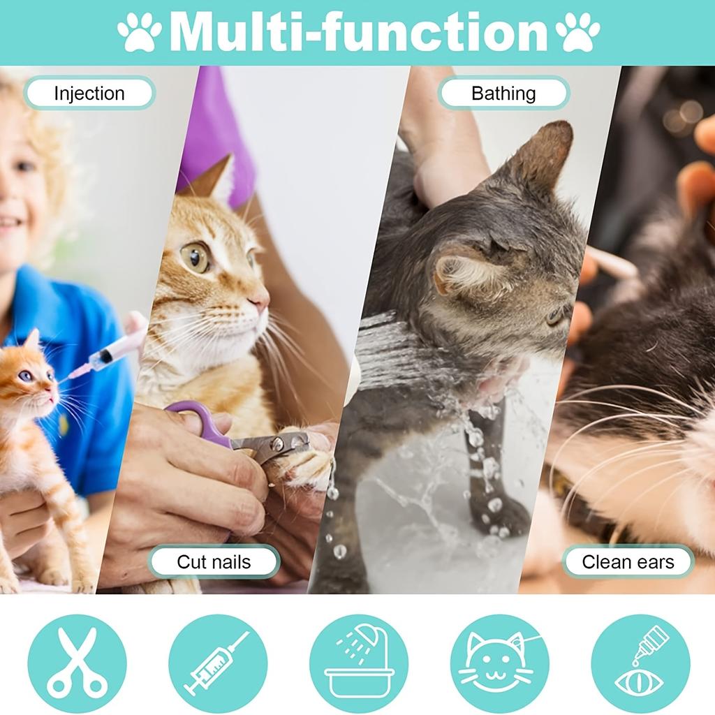 Регулируемая сумка для мытья кошек для купания без стресса - сумка-ограничитель для ухода за шерстью с защитой от царапин