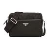 Prada Saffiano Re-Nylon External Zipper Pocket Recycled Nylon Leather Shoulder Bag Men Shoulder Bag Black 2VH048-2DMH-F0002-V-OOO