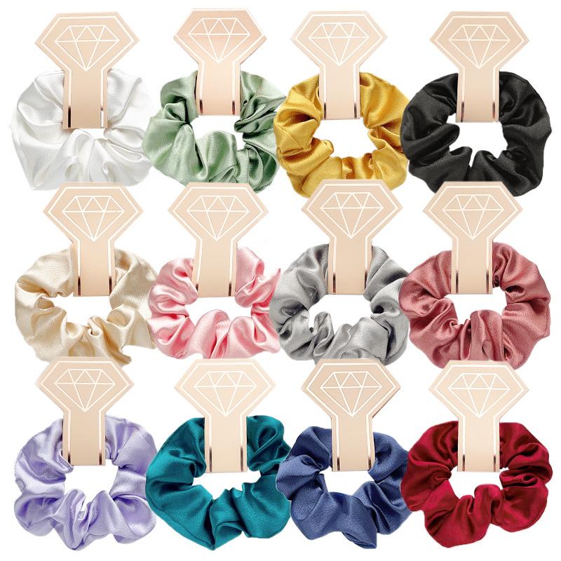Satin Pig Large Intestine Hair Band Solid Color Fabric Head Flower European and American Headrope Rubber Band Hair Accessories