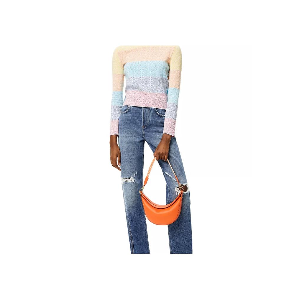 Loewe Removable Shoulder Strap Half-Moon Satin Leather Shoulder Tote Bag Small Women handbags Orange A923PM1X01-9100