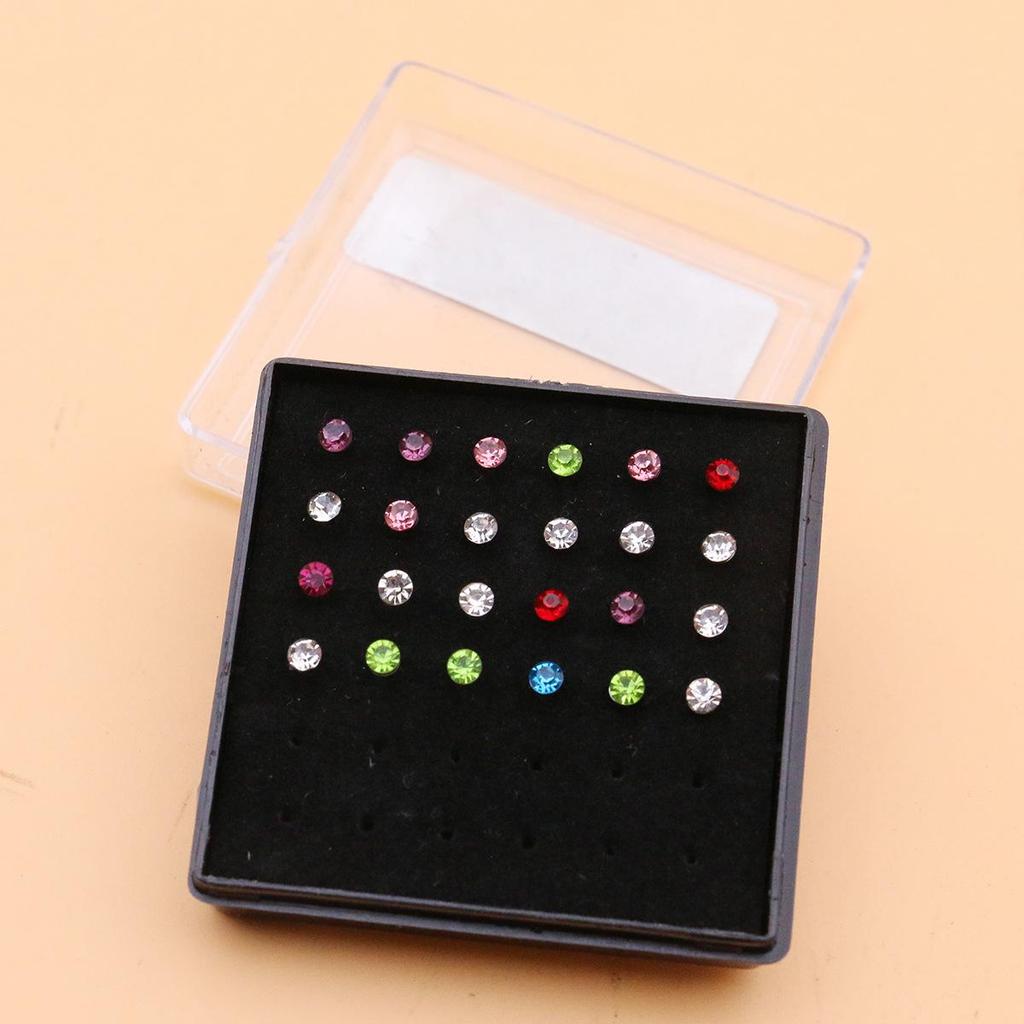 Stainless Steel Nose Studs with 2mm, 2.5mm, 3mm Rhinestones for Body Piercing