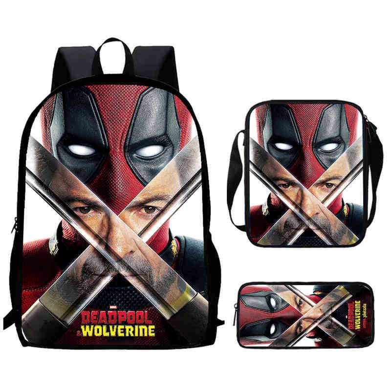 Wolverine Deadpool Movie Characters Trendy Cartoon Printed Backpack Student