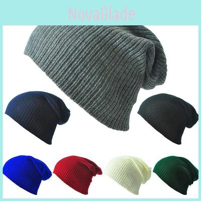 Ультра-теплая вязаная шерстяная шапка-бини оверсайз слоуч для мужчин и женщин