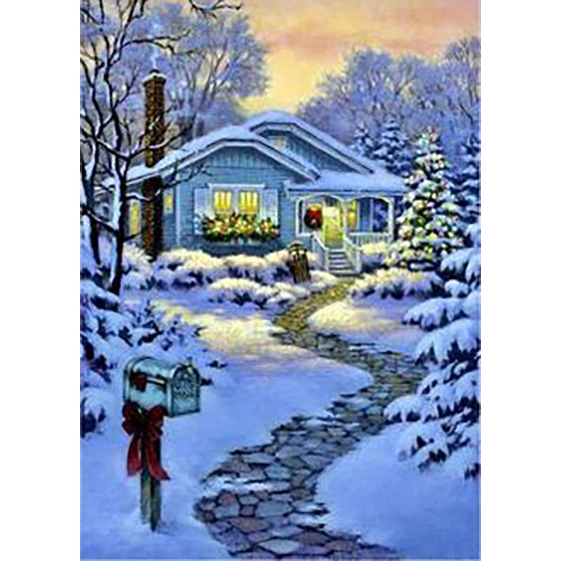 DIY Snow Winter 5D Diamond Painting Full Round Drill Scenic Diamond Embroidery Cross Stitch Mosaic Kits Wall Art Home Decor
